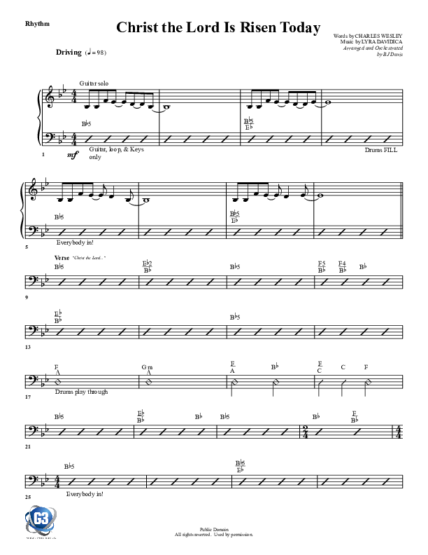 Christ The Lord Is Risen Today Rhythm Chart (G3 Worship)
