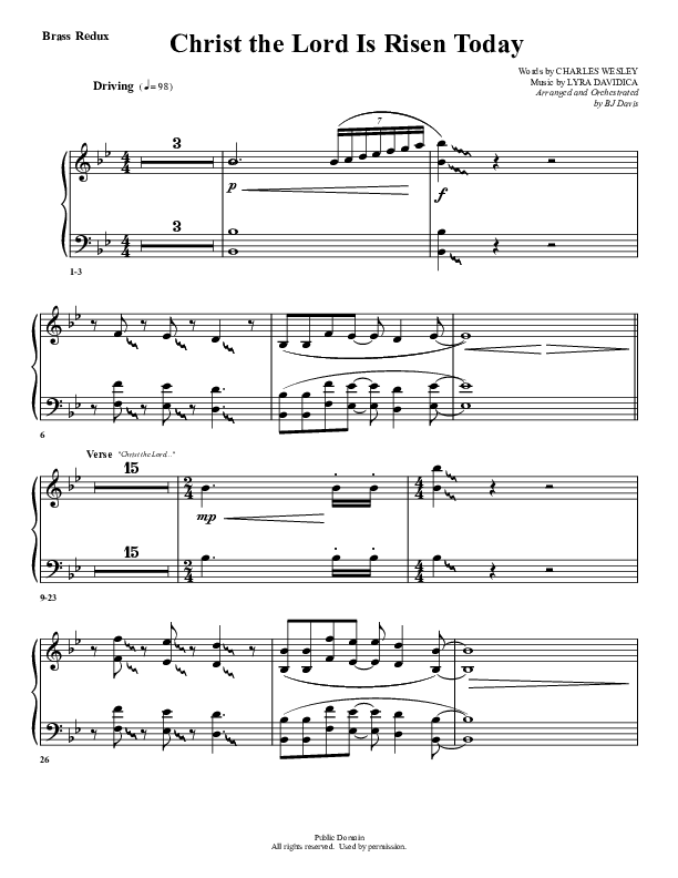 Christ The Lord Is Risen Today Synth Brass (G3 Worship)