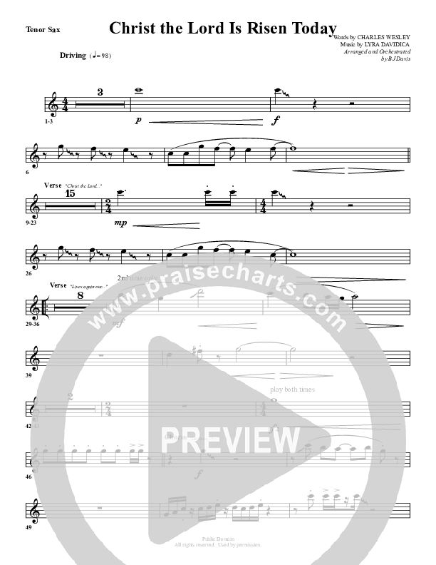 Christ The Lord Is Risen Today Tenor Sax 2 (G3 Worship)