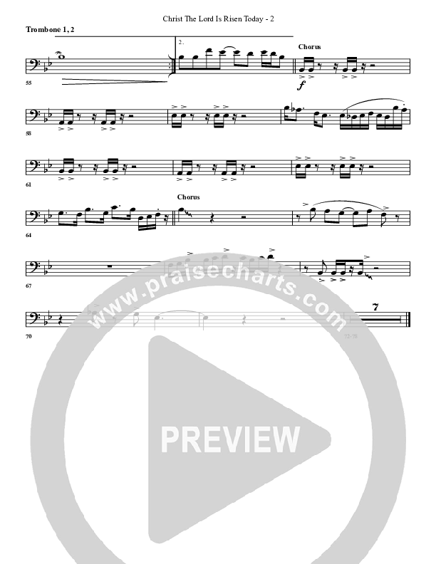 Christ The Lord Is Risen Today Trombone 1/2 (G3 Worship)