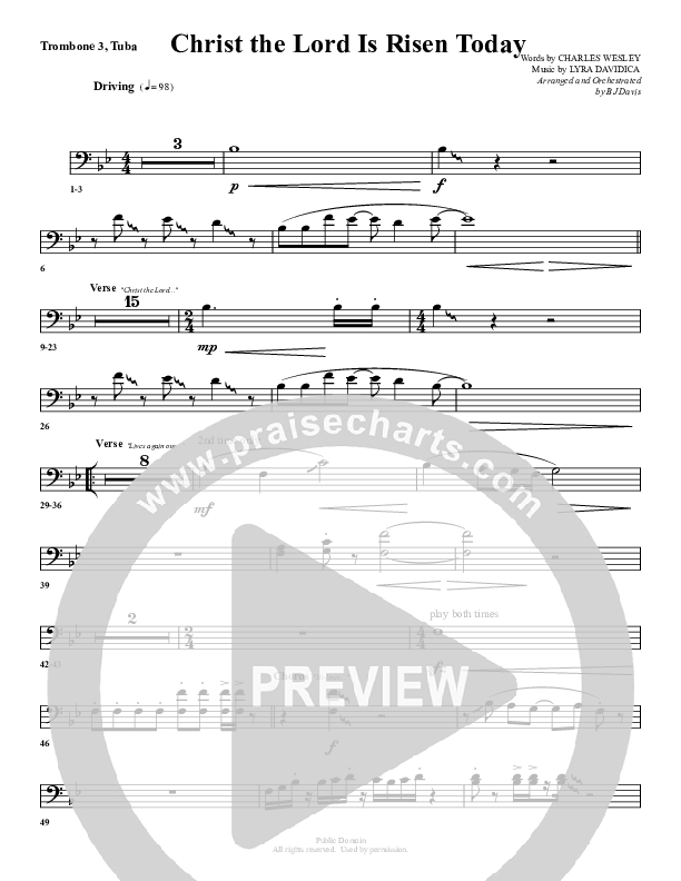 Christ The Lord Is Risen Today Trombone 3/Tuba (G3 Worship)