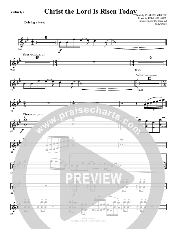 Christ The Lord Is Risen Today Violin 1/2 (G3 Worship)