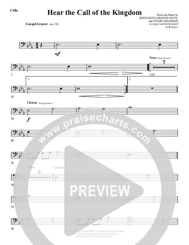 Hear The Call Of The Kingdom Cello (G3 Worship)