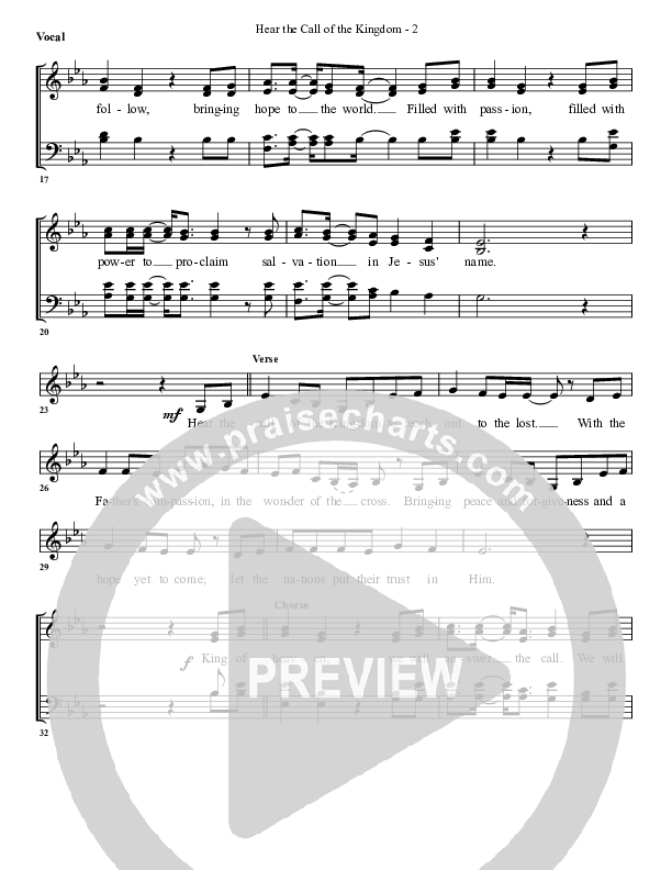 Hear The Call Of The Kingdom Choir Sheet (G3 Worship)