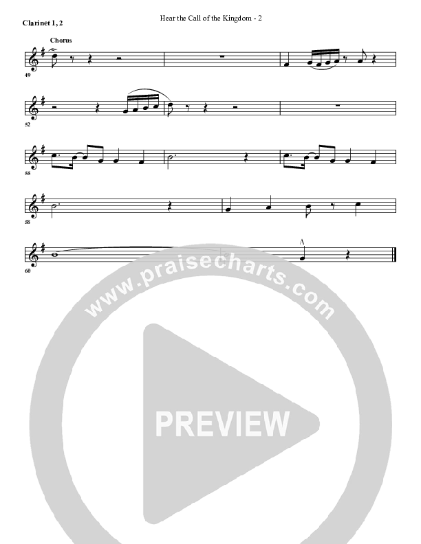 Hear The Call Of The Kingdom Clarinet 1/2 (G3 Worship)