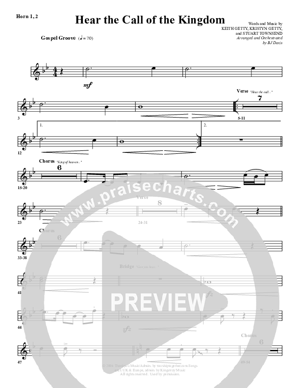 Hear The Call Of The Kingdom French Horn 1/2 (G3 Worship)