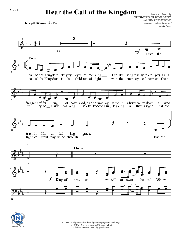 Hear The Call Of The Kingdom Lead Sheet (SAT) (G3 Worship)