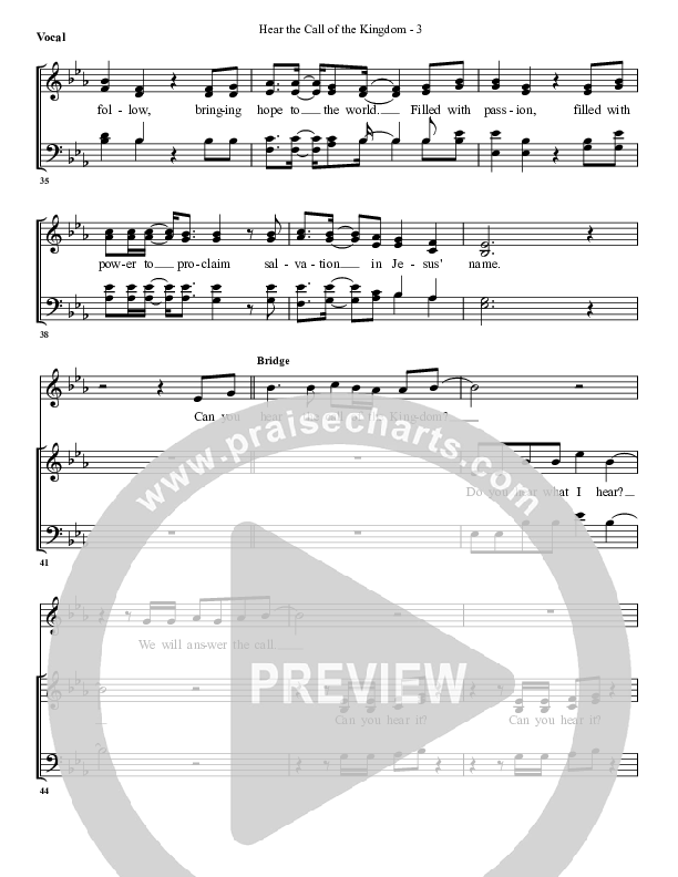 Hear The Call Of The Kingdom Lead Sheet (SAT) (G3 Worship)