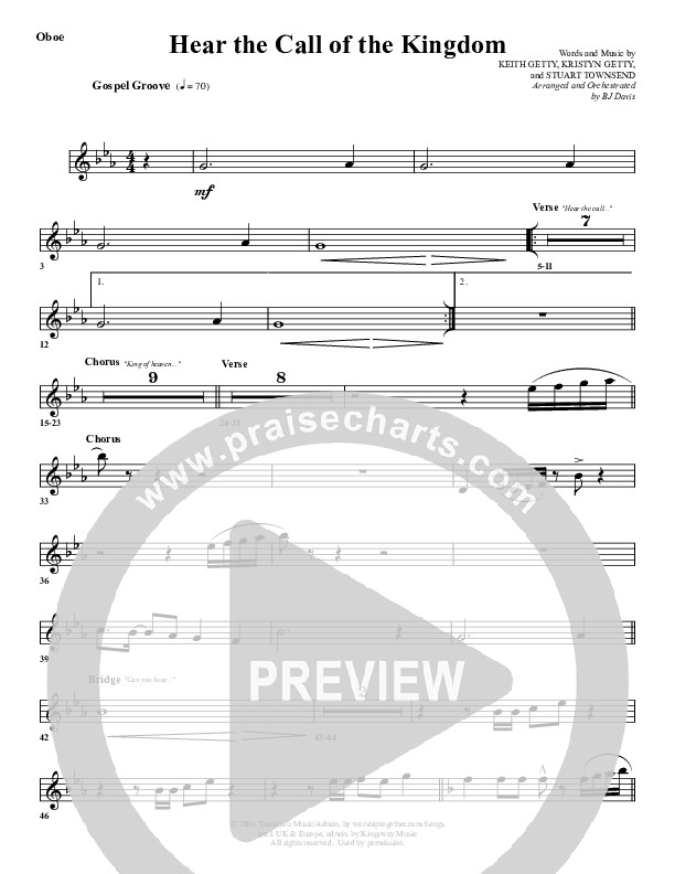 Hear The Call Of The Kingdom Oboe (G3 Worship)