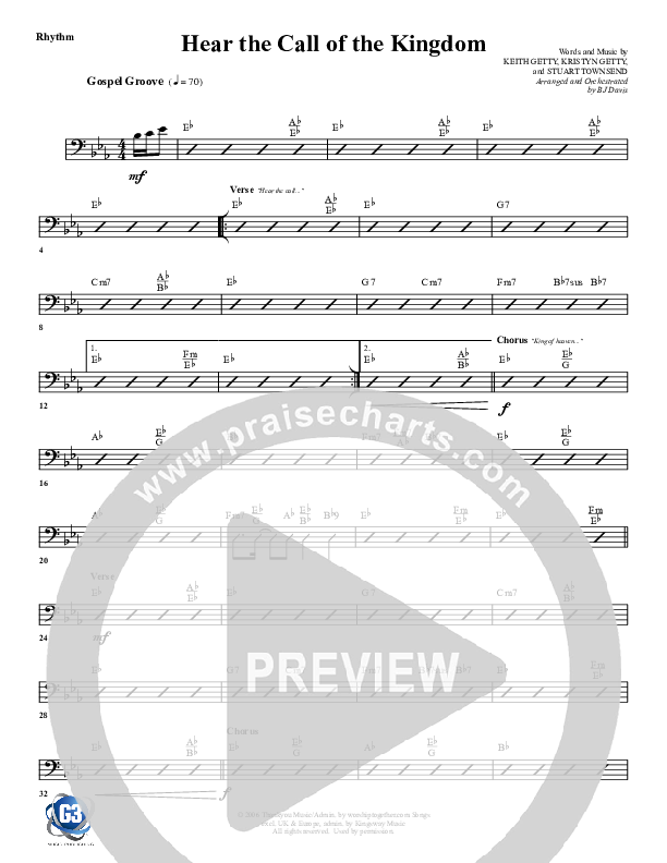 Hear The Call Of The Kingdom Rhythm Chart (G3 Worship)