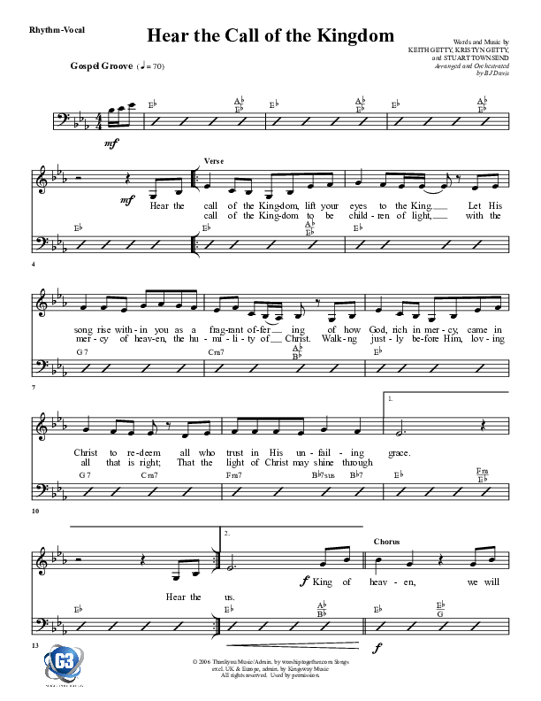 Hear The Call Of The Kingdom Rhythm/Vocal (G3 Worship)