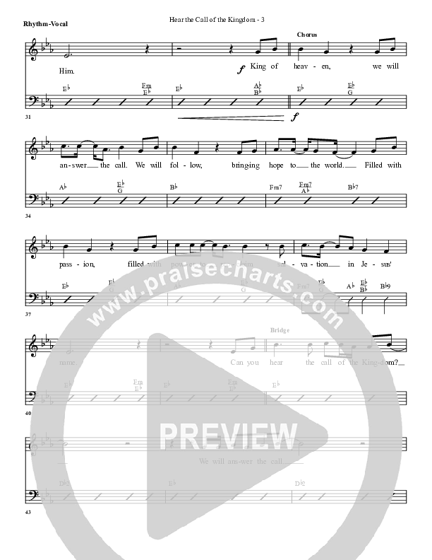Hear The Call Of The Kingdom Rhythm/Vocal (G3 Worship)