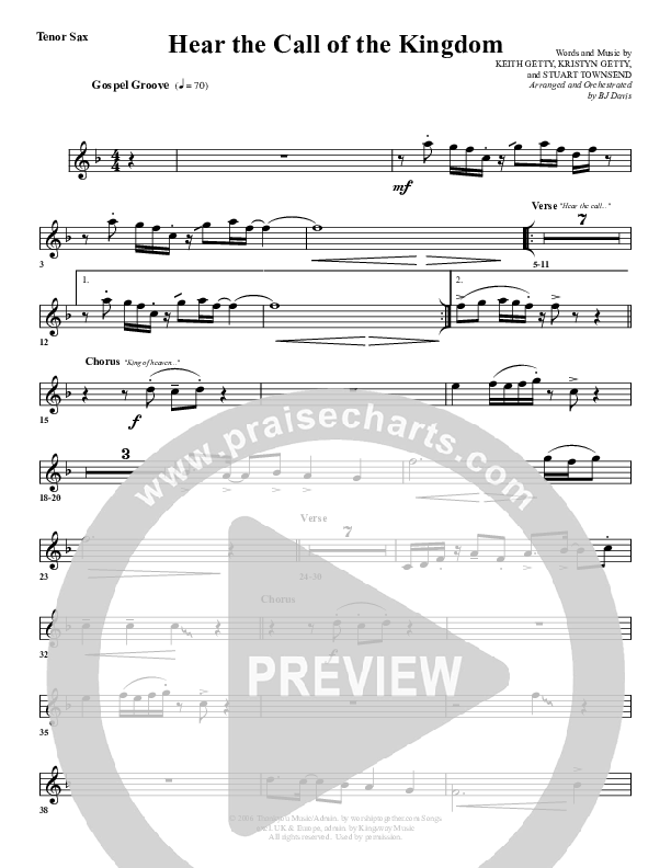 Hear The Call Of The Kingdom Tenor Sax 2 (G3 Worship)