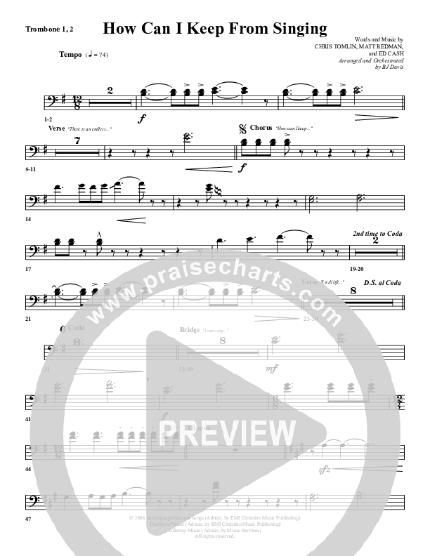 How Can I Keep From Singing Trombone 1/2 (G3 Worship)