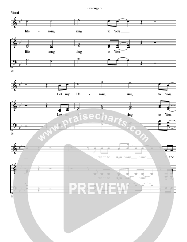 Lifesong Choir Sheet (G3 Worship)