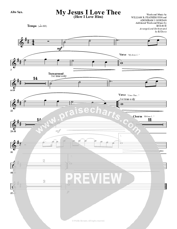 My Jesus I Love Thee Alto Sax (G3 Worship)