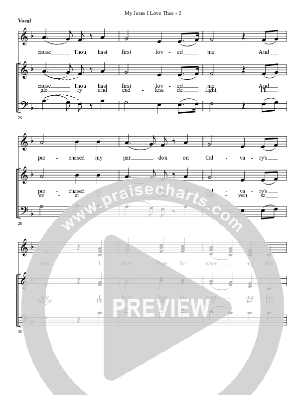 My Jesus I Love Thee Choir Sheet (G3 Worship)