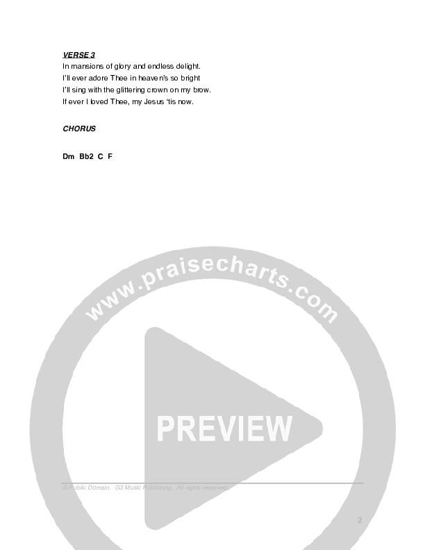 My Jesus I Love Thee Chord Chart (G3 Worship)
