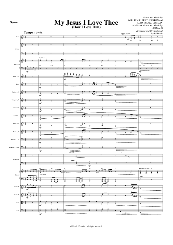 My Jesus I Love Thee Conductor's Score (G3 Worship)