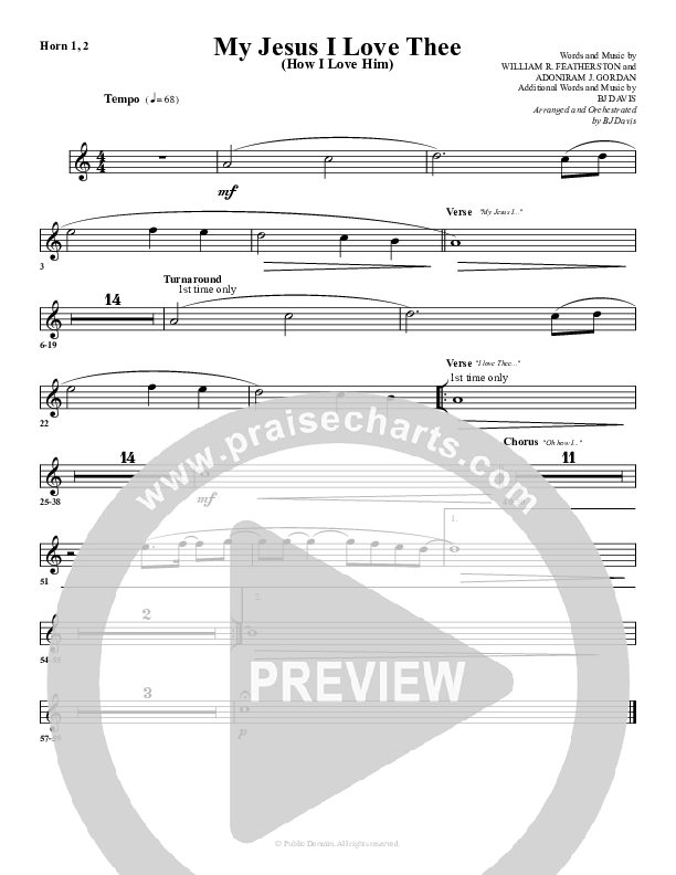 My Jesus I Love Thee French Horn 1/2 (G3 Worship)