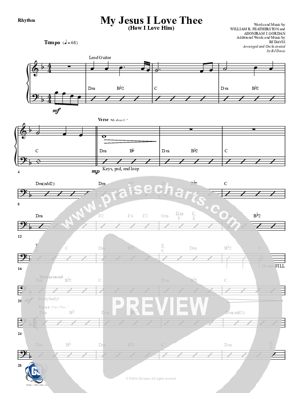 My Jesus I Love Thee Rhythm Chart (G3 Worship)
