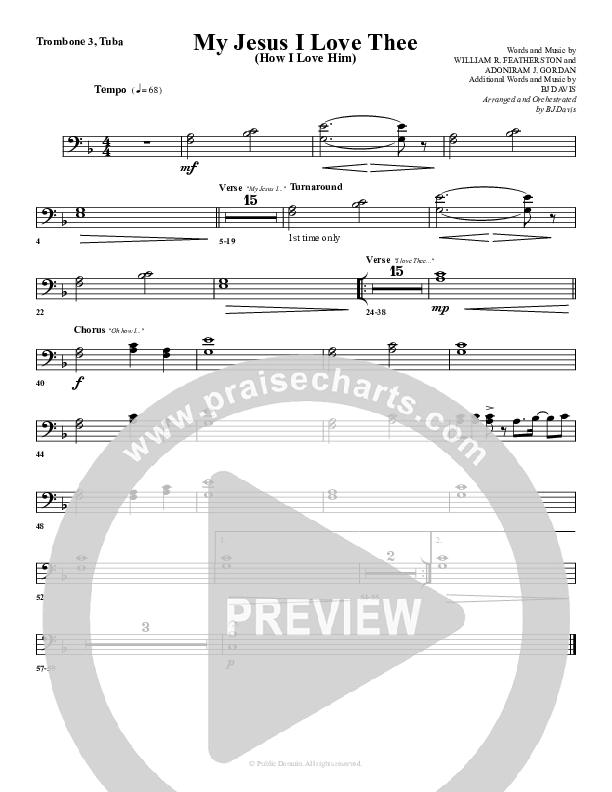 My Jesus I Love Thee Trombone 3/Tuba (G3 Worship)