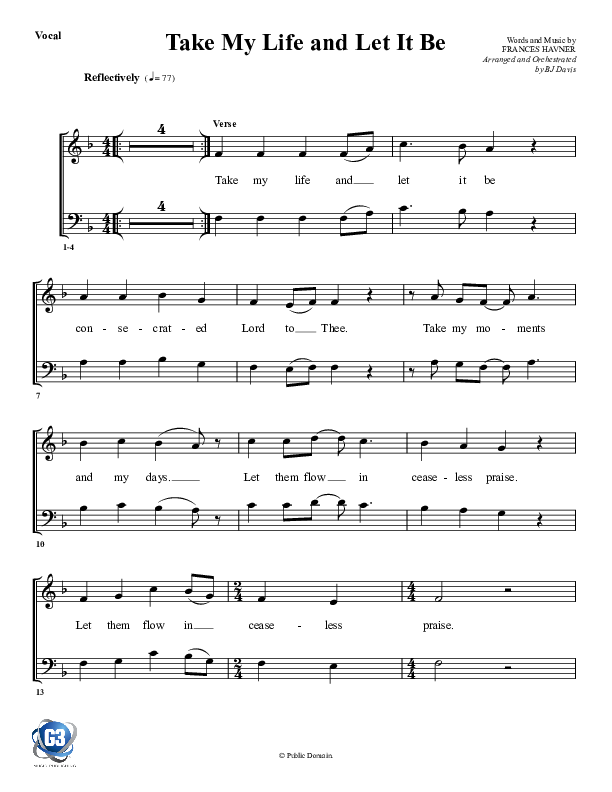 Take My Life And Let It Be Lead Sheet (G3 Worship)