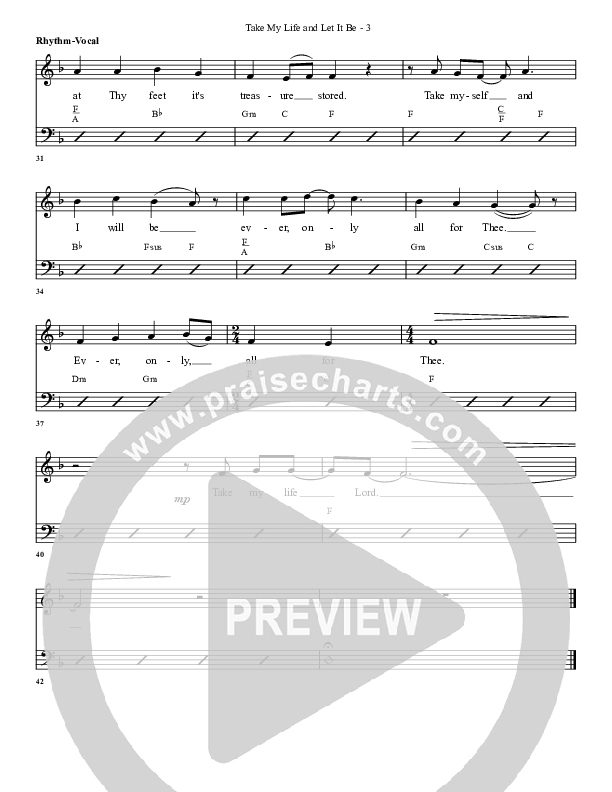 Take My Life And Let It Be Rhythm Chart (G3 Worship)