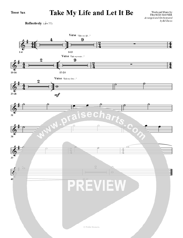 Take My Life And Let It Be Tenor Sax 2 (G3 Worship)