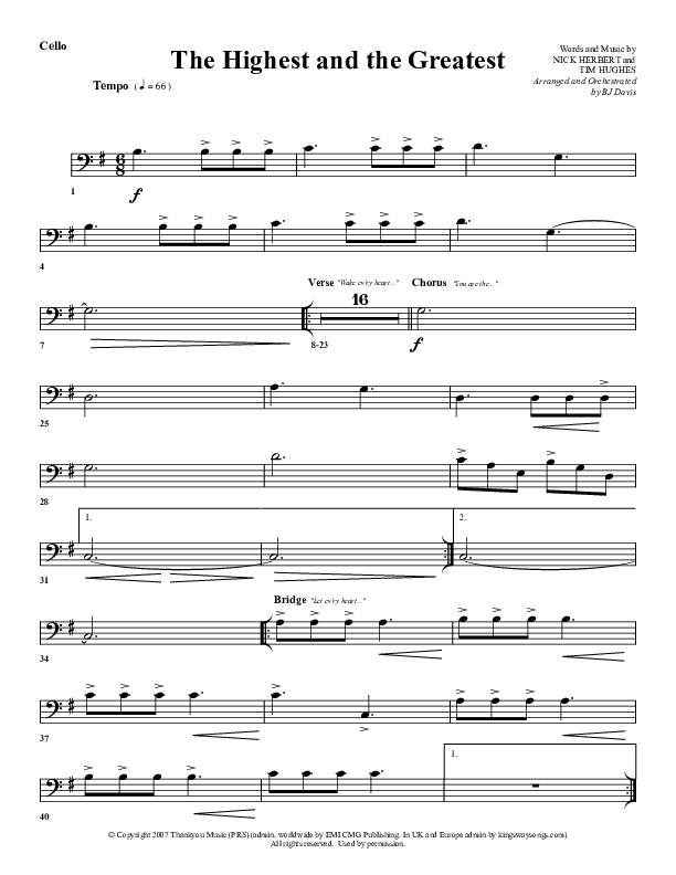 The Highest And The Greatest Cello (G3 Worship)