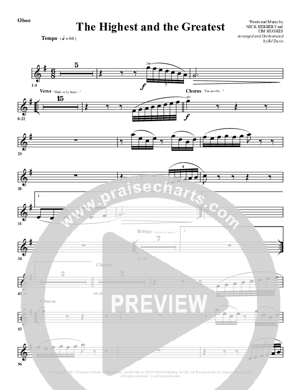 The Highest And The Greatest Oboe (G3 Worship)