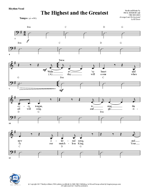 The Highest And The Greatest Rhythm/Vocal (G3 Worship)