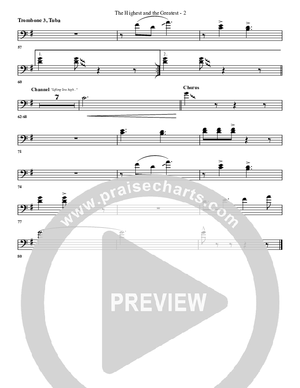 The Highest And The Greatest Trombone 3/Tuba (G3 Worship)