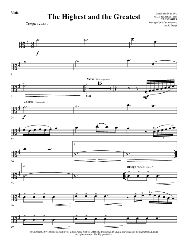 The Highest And The Greatest Viola (G3 Worship)