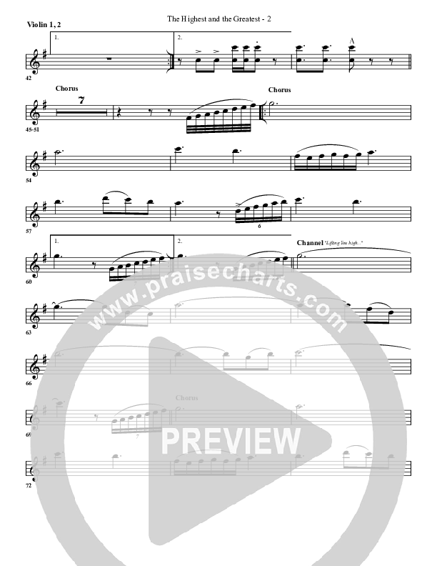 The Highest And The Greatest Violin 1/2 (G3 Worship)
