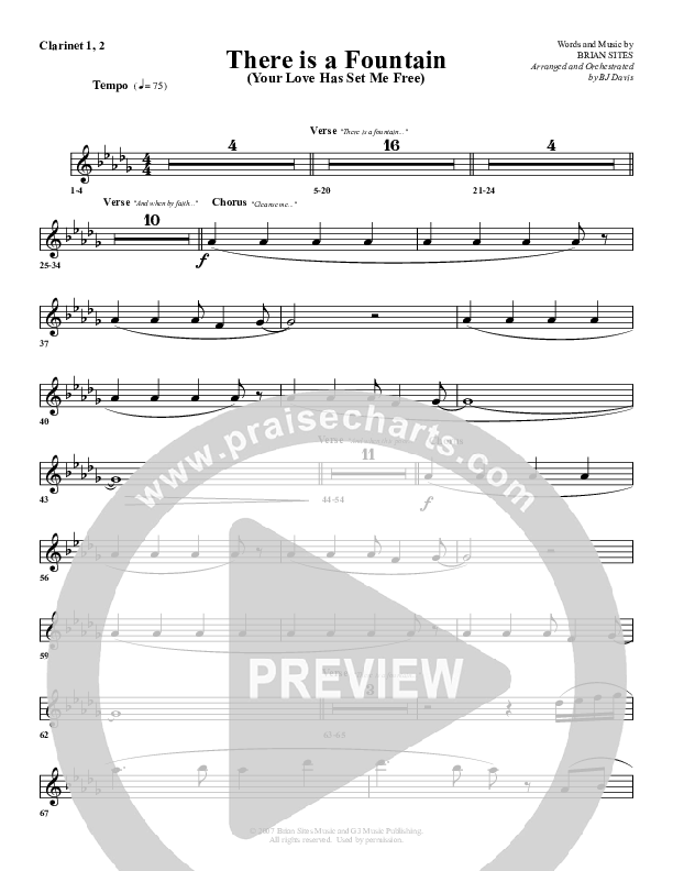 There Is A Fountain Clarinet 1/2 (G3 Worship)