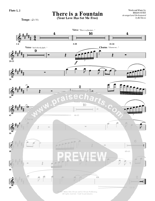 There Is A Fountain Flute 1/2 (G3 Worship)