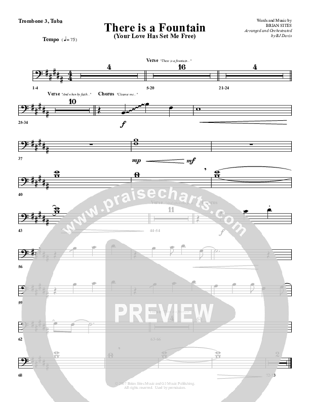 There Is A Fountain Trombone 3/Tuba (G3 Worship)