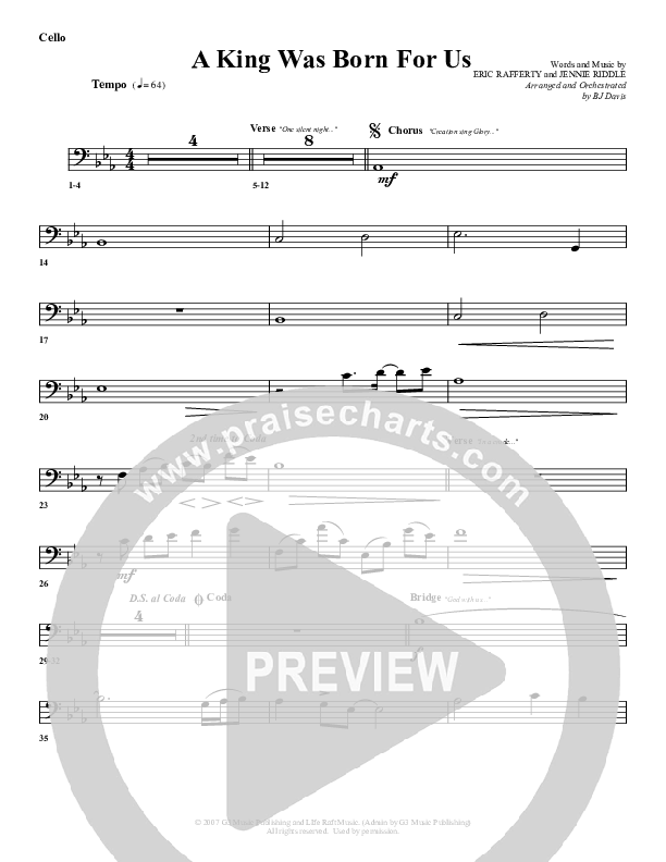 A King Was Born For Us Cello (G3 Worship)