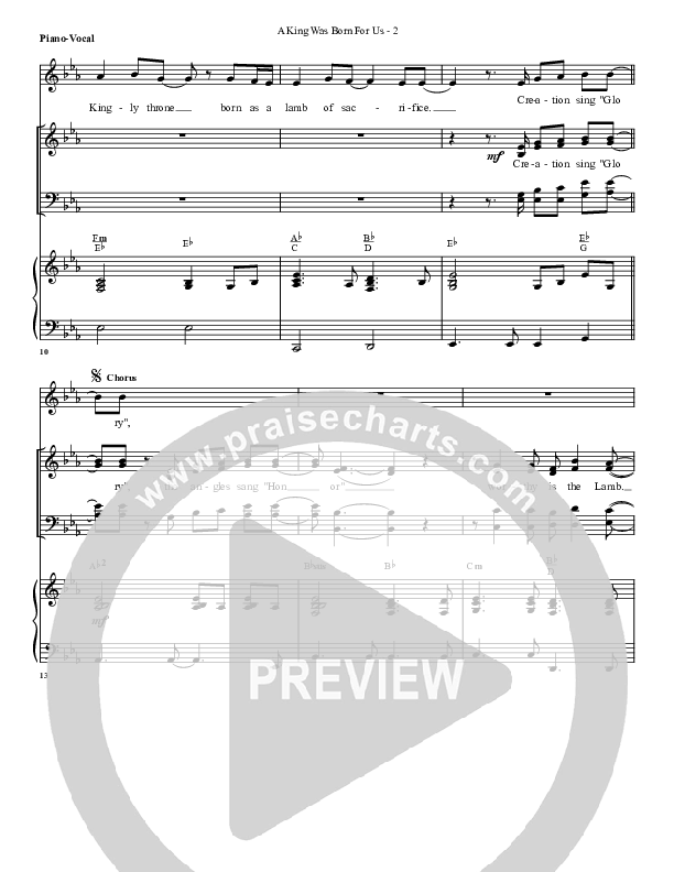 A King Was Born For Us Piano/Vocal (G3 Worship)