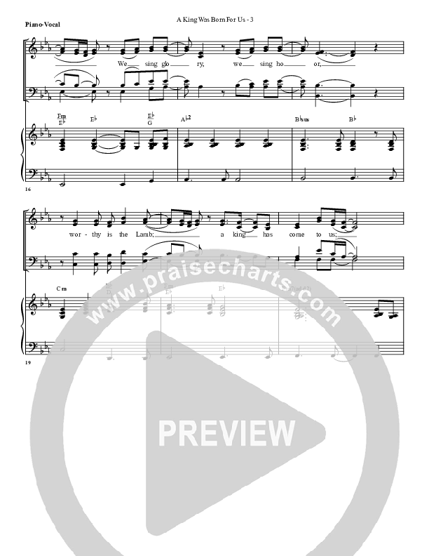 A King Was Born For Us Piano/Vocal (G3 Worship)