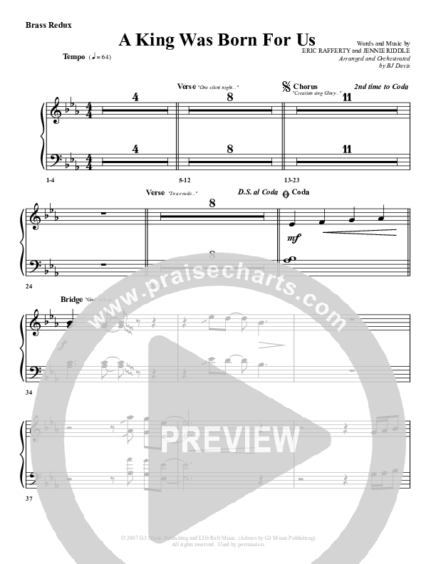 A King Was Born For Us Synth Brass (G3 Worship)