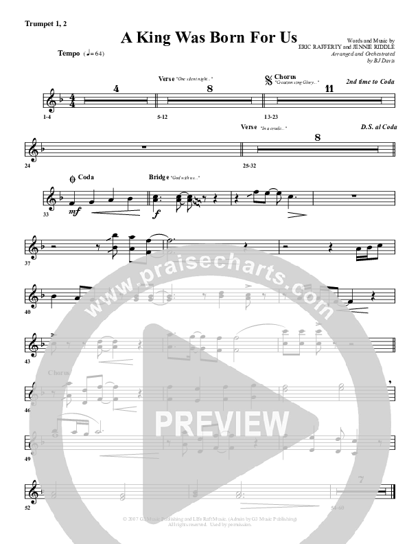 A King Was Born For Us Trumpet 1,2 (G3 Worship)