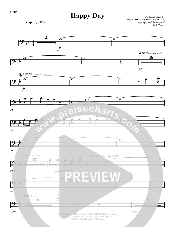 Happy Day Cello (G3 Worship)