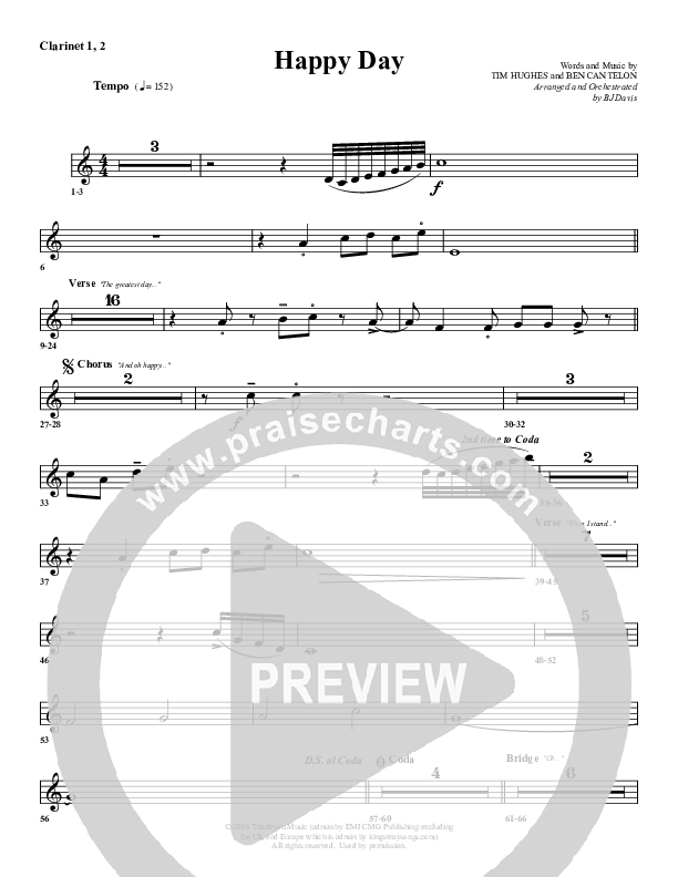 Happy Day Clarinet 1/2 (G3 Worship)