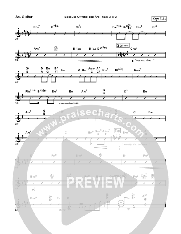 Because Of Who You Are Acoustic Guitar (Martha Munizzi)