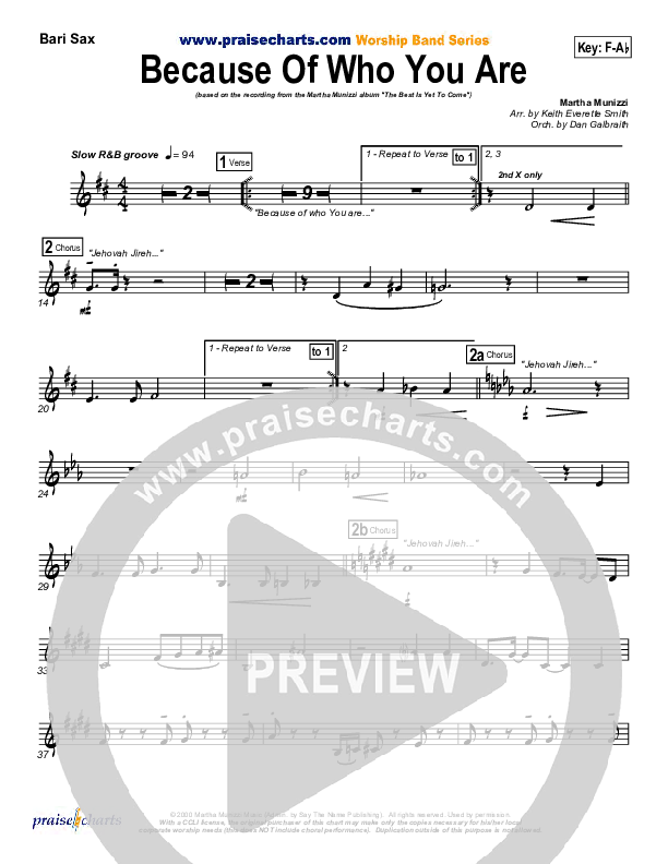 Because Of Who You Are Bari Sax (Martha Munizzi)