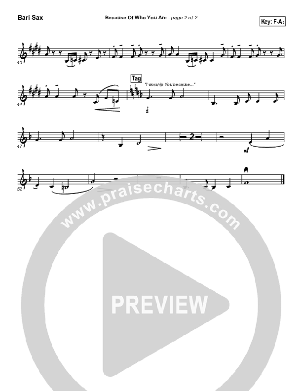 Because Of Who You Are Bari Sax (Martha Munizzi)