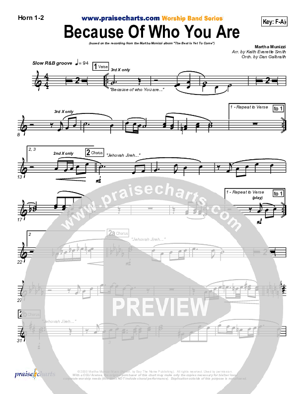 Because Of Who You Are Brass Pack (Martha Munizzi)