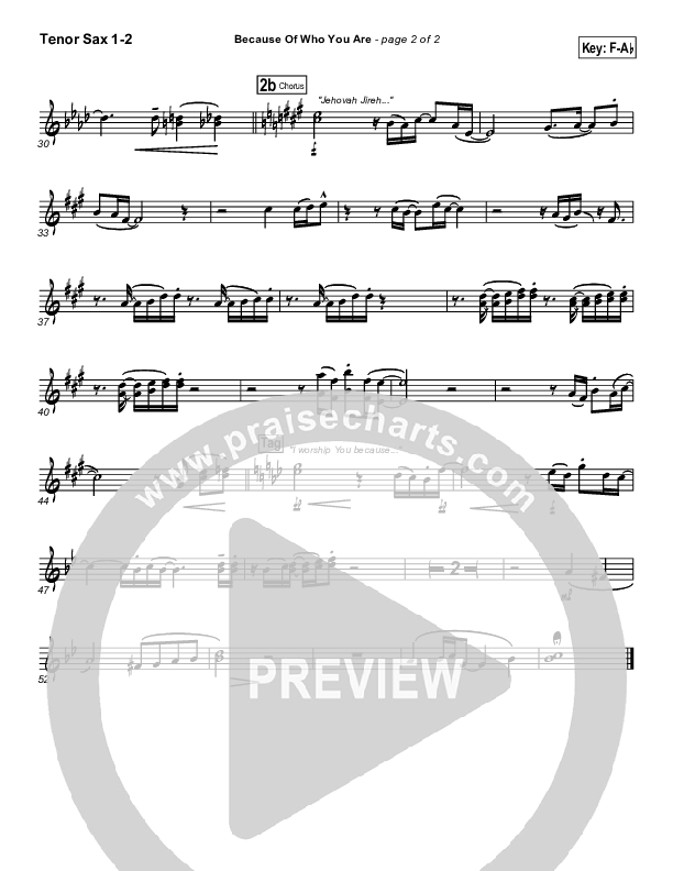 Because Of Who You Are Tenor Sax 1/2 (Martha Munizzi)